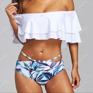 Flounce Crop Top High Waist Bikini Set